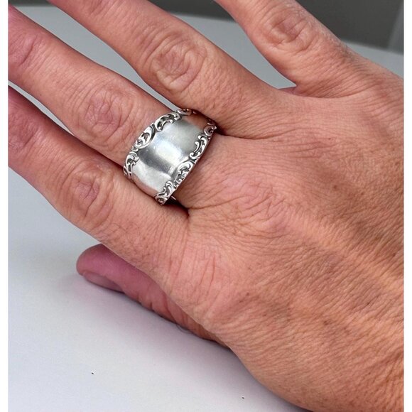 Handmade Antique Silver Plated Spoon Ring: Rogers Bros Savoy, Size 9.5 - Picture 7 of 7